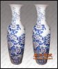 景德镇大花瓶青花手绘陶瓷花瓶，雕刻花瓶